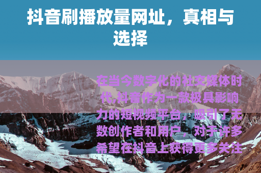 抖音刷播放量网址，真相与选择