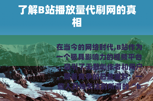 了解B站播放量代刷网的真相
