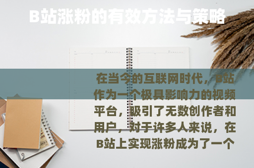 B站涨粉的有效方法与策略