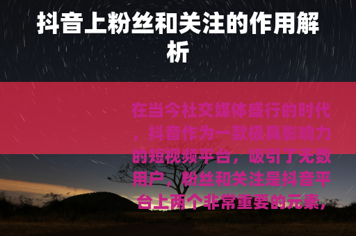 抖音上粉丝和关注的作用解析