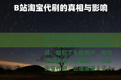 B站淘宝代刷的真相与影响