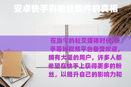 安卓快手刷粉丝软件的真相