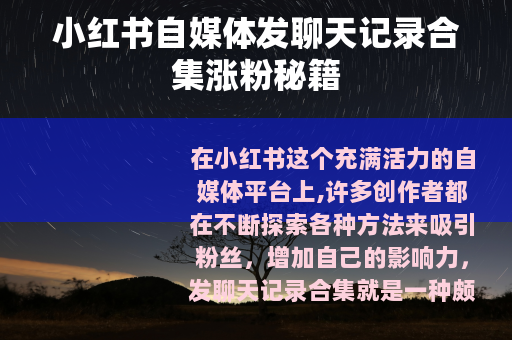 小红书自媒体发聊天记录合集涨粉秘籍