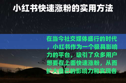 小红书快速涨粉的实用方法