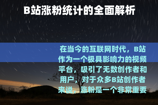 B站涨粉统计的全面解析