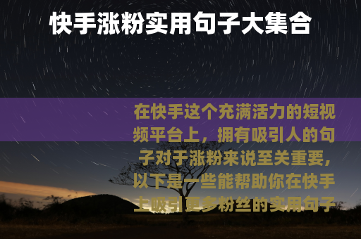 快手涨粉实用句子大集合