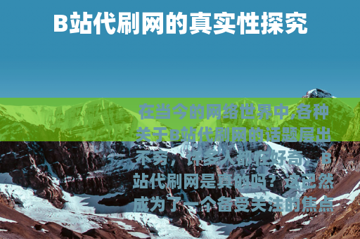B站代刷网的真实性探究