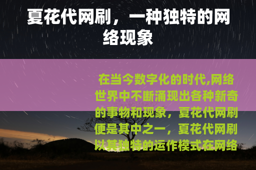 夏花代网刷，一种独特的网络现象