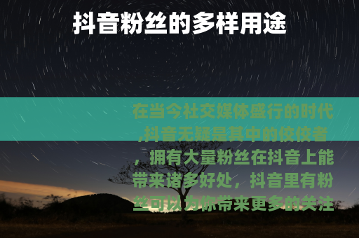 抖音粉丝的多样用途