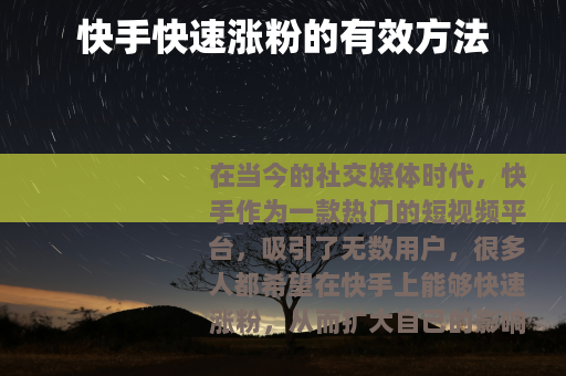 快手快速涨粉的有效方法