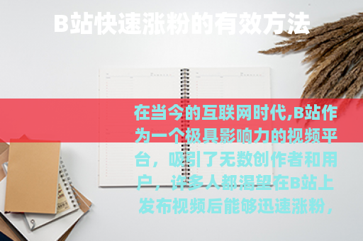 B站快速涨粉的有效方法