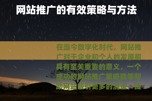网站推广的有效策略与方法