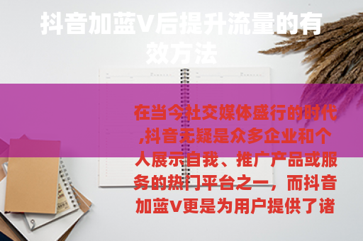 抖音加蓝V后提升流量的有效方法