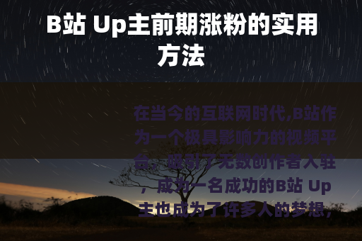 B站 Up主前期涨粉的实用方法