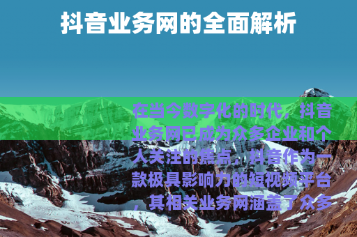 抖音业务网的全面解析