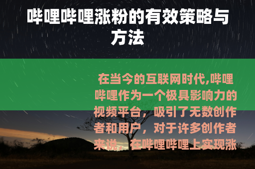 哔哩哔哩涨粉的有效策略与方法