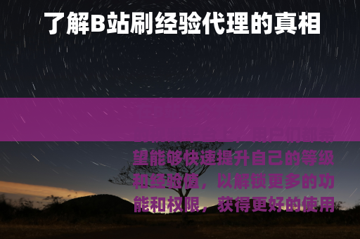 了解B站刷经验代理的真相
