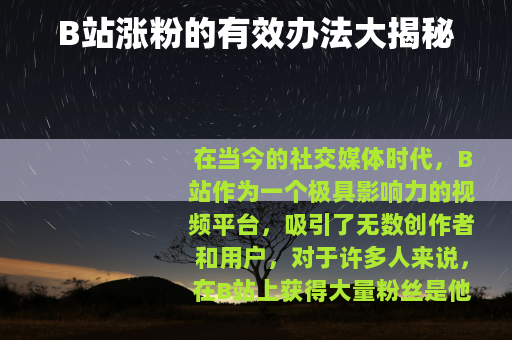 B站涨粉的有效办法大揭秘
