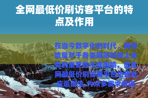 全网最低价刷访客平台的特点及作用