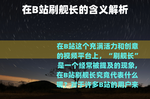 在B站刷舰长的含义解析