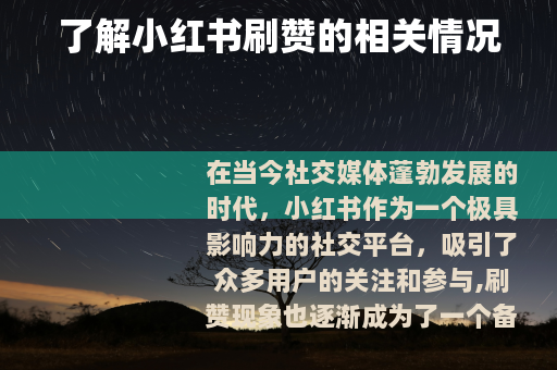 了解小红书刷赞的相关情况