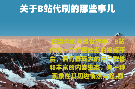 关于B站代刷的那些事儿