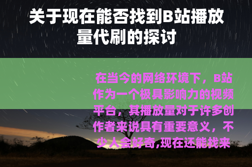 关于现在能否找到B站播放量代刷的探讨