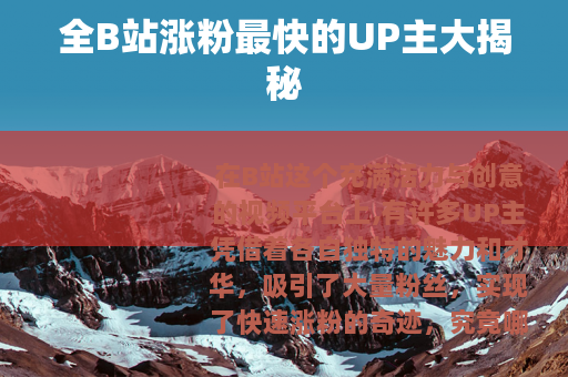 全B站涨粉最快的UP主大揭秘