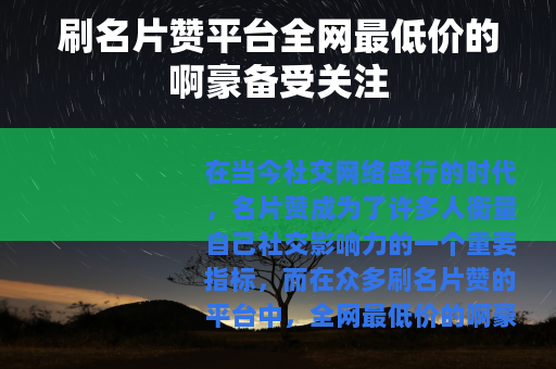 刷名片赞平台全网最低价的啊豪备受关注