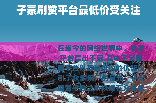 子豪刷赞平台最低价受关注