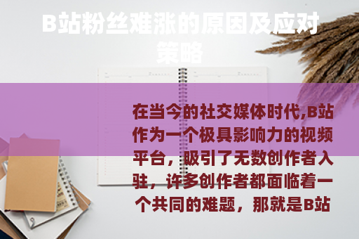B站粉丝难涨的原因及应对策略