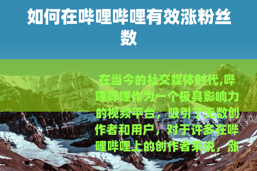 如何在哔哩哔哩有效涨粉丝数