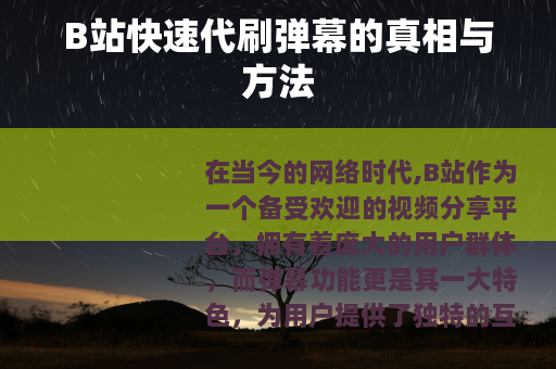 B站快速代刷弹幕的真相与方法