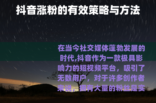 抖音涨粉的有效策略与方法