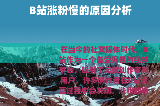 B站涨粉慢的原因分析
