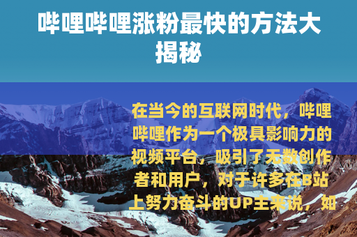 哔哩哔哩涨粉最快的方法大揭秘