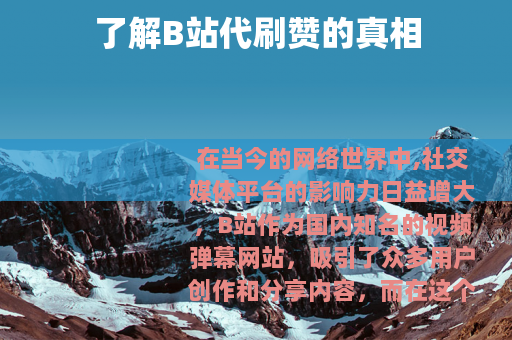 了解B站代刷赞的真相