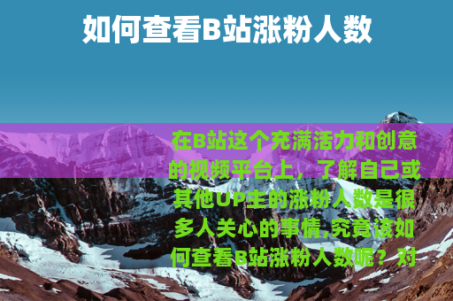 如何查看B站涨粉人数