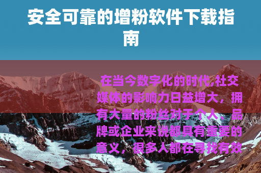 安全可靠的增粉软件下载指南