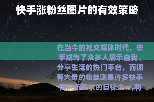 快手涨粉丝图片的有效策略