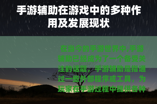 手游辅助在游戏中的多种作用及发展现状