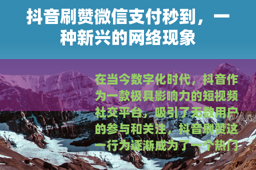 抖音刷赞微信支付秒到，一种新兴的网络现象