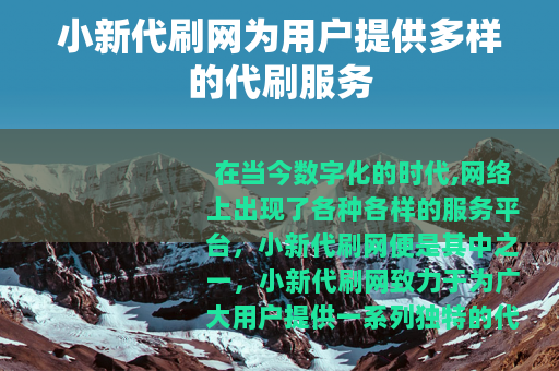 小新代刷网为用户提供多样的代刷服务