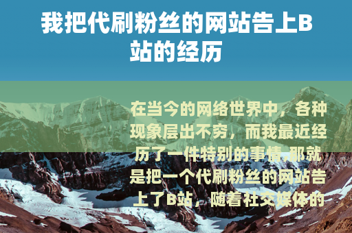 我把代刷粉丝的网站告上B站的经历