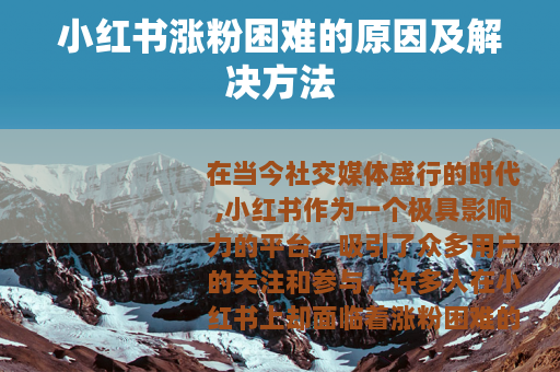 小红书涨粉困难的原因及解决方法