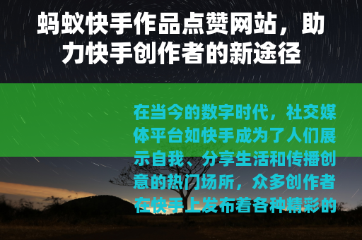 蚂蚁快手作品点赞网站，助力快手创作者的新途径