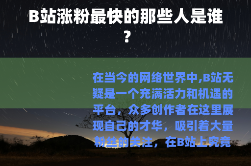 B站涨粉最快的那些人是谁？