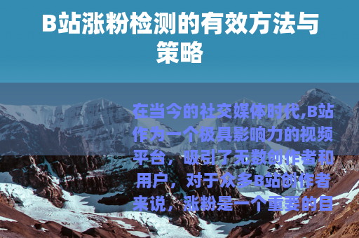 B站涨粉检测的有效方法与策略