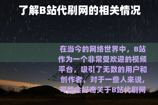 了解B站代刷网的相关情况