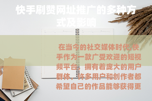 快手刷赞网址推广的多种方式及影响